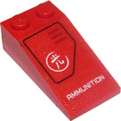 LEGO Red Slope 2 x 4 (18°) with 'AMMUNITION' Right Sticker (30363)