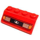 LEGO Red Slope 2 x 4 (45°) with Headlights and Black Lines Pattern with Rough Surface (3037 / 82929)