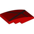 LEGO Red Slope 2 x 4 Curved with Black Lines (93606 / 107001)