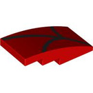 LEGO Red Slope 2 x 4 Curved with Black Lines (93606 / 107002)