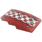 LEGO Red Slope 2 x 4 Curved with Dark Red and Dark Turquoise Hull Plates Sticker (93606)