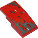 LEGO Red Slope 2 x 4 Curved with Dark Stone Gray, Dark Tan, Red and White Patches Sticker (93606)
