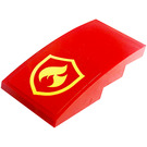LEGO Red Slope 2 x 4 Curved with Fire Logo Badge Sticker (93606)