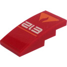 LEGO Red Slope 2 x 4 Curved with Fire Mech E12 and Flames Ankle Sticker (93606)