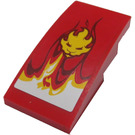 LEGO Red Slope 2 x 4 Curved with Flames and Lion Head Sticker (93606)
