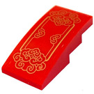 LEGO Red Slope 2 x 4 Curved with Golden Decoration Sticker (93606)