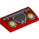 LEGO Rood Helling 2 x 4 Gebogen met Headlights en Rooster met buizen aan de onderzijde (88930)