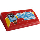 LEGO Red Slope 2 x 4 Curved with Mr.Chill Ice Cream Sticker with Bottom Tubes (88930)