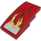 LEGO Red Slope 2 x 4 Curved with Two Flames (Left) Sticker (93606)