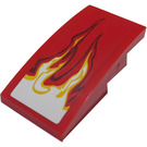 LEGO Red Slope 2 x 4 Curved with Two Flames (Right) Sticker (93606)