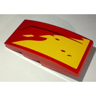 LEGO Red Slope 2 x 4 Curved with Yellow flame and black line right Sticker