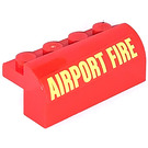 LEGO Red Slope 2 x 4 x 1.3 Curved with 'Airport Fire' Sticker (6081)