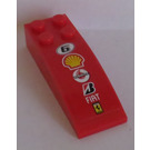 LEGO Red Slope 2 x 6 Curved with Number 6, Shell, Vodafone,Bridgestone, Fiat and Ferrari Logos Sticker (44126)