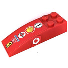 LEGO rot Steigung 2 x 6 Gebogen mit Vodafone Logo, '1', Shell Logo, Olympus, Fiat, Ferrari Aufkleber (44126)