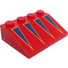 LEGO Red Slope 3 x 4 (25°) with Blue Triangles (3297)