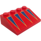 LEGO Rosso Pendenza 3 x 4 (25°) con Blu Triangoli (3297)