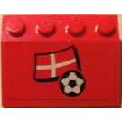 LEGO Red Slope 3 x 4 (25°) with Danish Flag and Football Sticker (3297)