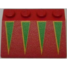 LEGO Rood Helling 3 x 4 (25°) met Green Triangles (3297)