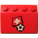 LEGO Red Slope 3 x 4 (25°) with Swiss Flag and Football Sticker (3297)