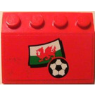 LEGO Red Slope 3 x 4 (25°) with Welsh Flag and Football Sticker (3297)