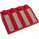 LEGO rot Steigung 3 x 4 (25°) mit Weiß Streifen (3297)