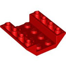 LEGO Rood Helling 4 x 4 (45°) Dubbele Omgekeerd met Open Midden (2 gaten) (4854 / 72454)