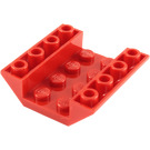 LEGO Rød Skråning 4 x 4 (45°) Dobbelt Inverteret med Open Centrum (Ingen huller) (4854)