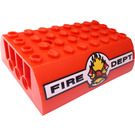 LEGO rot Steigung 6 x 8 x 2 Gebogen Doppelt mit "Feuer DEPT" (45411)