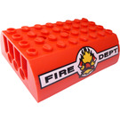 LEGO Rouge Pente 6 x 8 x 2 Incurvé Double avec "Feu DEPT" (45411 / 45953)