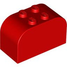 LEGO Rojo Con pendiente Ladrillo 2 x 4 x 2 Curvo (4744)