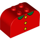 LEGO Red Slope Brick 2 x 4 x 2 Curved with 3 yellow buttons and green collar (4744 / 83169)