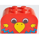 LEGO rot Steigung Backstein 2 x 4 x 2 Gebogen mit Vogel Kopf (4744)