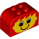 LEGO Rood Helling Steen 2 x 4 x 2 Gebogen met Boy met Freckles (4744 / 81780)