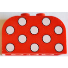 LEGO Rosso Pendenza Mattoncino 2 x 4 x 2 Curvo con Bianco Dots (4744 / 82362)