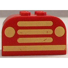 LEGO Red Slope Brick 2 x 4 x 2 Curved with yellow car grille pattern (4744)