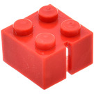 LEGO Red Slotted Brick 2 x 2 without Bottom Tubes, 1 slot