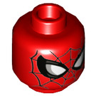 LEGO Rood Spider-Man Hoofd met Groot Wit en Zilver Eyes (Verzonken Solid Stud) (3626 / 78941)