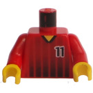 LEGO Red Sports Torso with Soccer Shirt with Black 11 Logo on Front and Back with Red Arms and Yellow Hands (973)