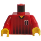 LEGO Rood Sport Torso met Voetbal Shirt met Zwart 11 logo aan Voorkant en Rug met Rood Armen en Geel Handen (973)