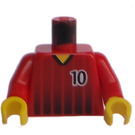 LEGO Red Sports Torso with Soccer Shirt with Number 10 on Front and Back (973)