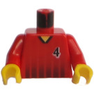 LEGO Red Sports Torso with Soccer Shirt with Number 4 on Front and Back (973)