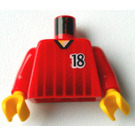 LEGO Red Sports Torsowith Soccer Shirt with Number 18 on Front and Back (973)