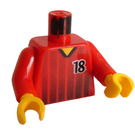 LEGO Rosso Sport Torsowith Calcio Maglietta con Number 18 su Anteriore e Retro (973 / 73403)