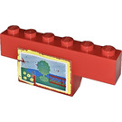 LEGO rouge Stickered Assembly avec Picture of Garden avec Arbre et Clôture