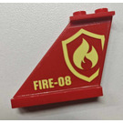 LEGO Red Tail 4 x 1 x 3 with Fire Logo Badge and 'FIRE-08' (Both Sides) Sticker (2340)