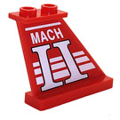 LEGO rot Schwanz 4 x 1 x 3 mit 'MACH II' Aufkleber (2340)