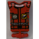 LEGO Red Technic Action Figure Body Part with 'TECHNIC', Belt and Logos (2698)