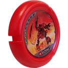 LEGO Red Technic Bionicle Weapon Throwing Disc with Fire, 3 Pips, Torch Logo (32171)
