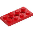 LEGO Červená Technic Deska 2 x 4 s otvory (3709)