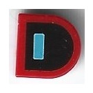 LEGO Rot Fliese 1 x 1 Hälfte Oval mit Bright Licht Blau Rectangle und Schwarz Background (24246)